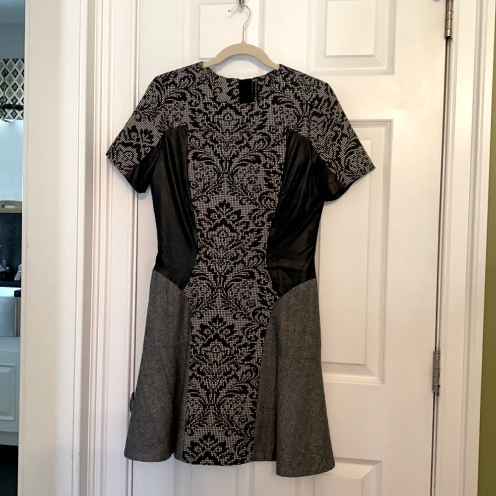 Wool and leather patterned dress